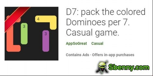 D7: pack the colored Dominoes per 7. Casual game.