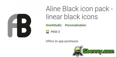 Aline Black icon pack - linear black icons MOD APK