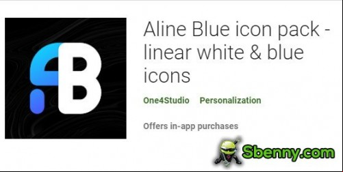 Aline Blue icon pack - linear white &amp; blue icons MOD APK