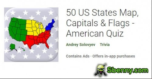 50 US States Map, Capitals &amp; Flags - American Quiz MOD APK